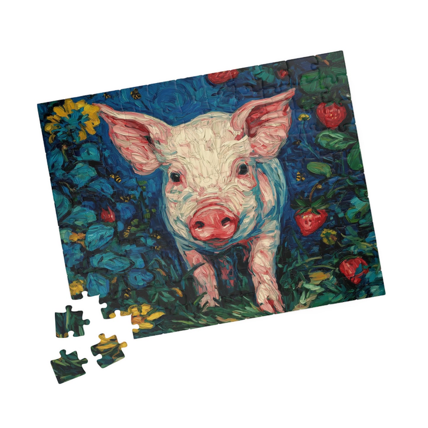 Cute Piglet Illustration Puzzle | 110-520 Piece Farm Animal Jigsaw 110 pcs (Horizontal) Puzzle The Puzzle Chest