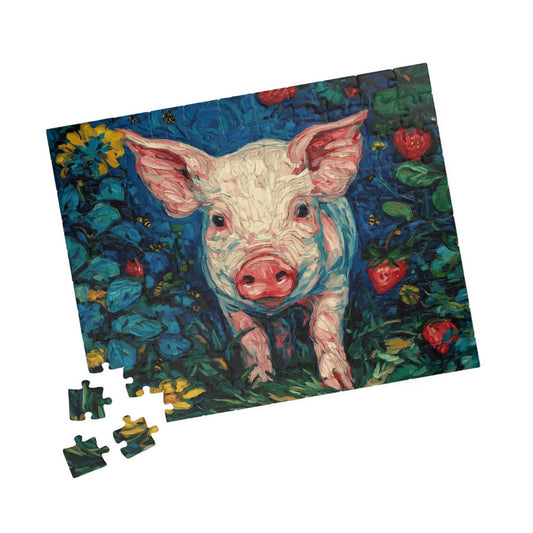 Cute Piglet Illustration Puzzle | 110-520 Piece Farm Animal Jigsaw 110 pcs (Horizontal) Puzzle The Puzzle Chest
