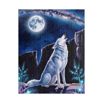 Mythical Jigsaw Puzzle - Wolf Howling at the Moon, 110/252/520/1014 Piece Animal Fun Family Tabletop Game, Best Unique Gift, Puzzle Lover