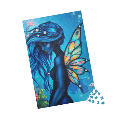 Mermaid Fairy Puzzle, Enchanting Jigsaw Game for All Ages, Gift for Puzzle Lover, Home Entertainment, Blue Art Piece, Mindfulness Activity