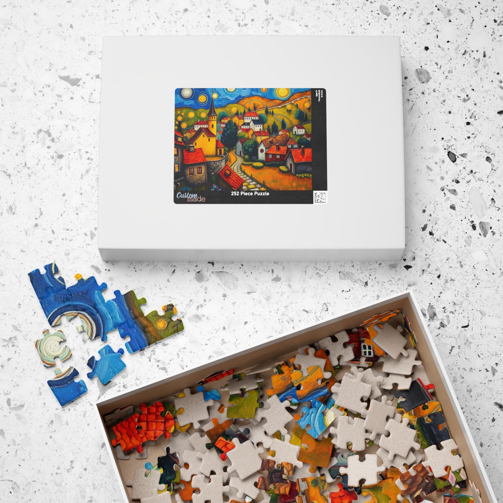 Scenic Village Landscape Jigsaw Puzzle, Holiday or Birthday Gift, Mindful Family Fun Brain Teaser The Puzzle Chest
