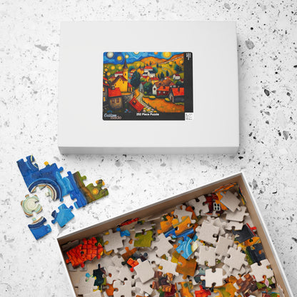 Scenic Village Landscape Jigsaw Puzzle, Holiday or Birthday Gift, Mindful Family Fun Brain Teaser The Puzzle Chest