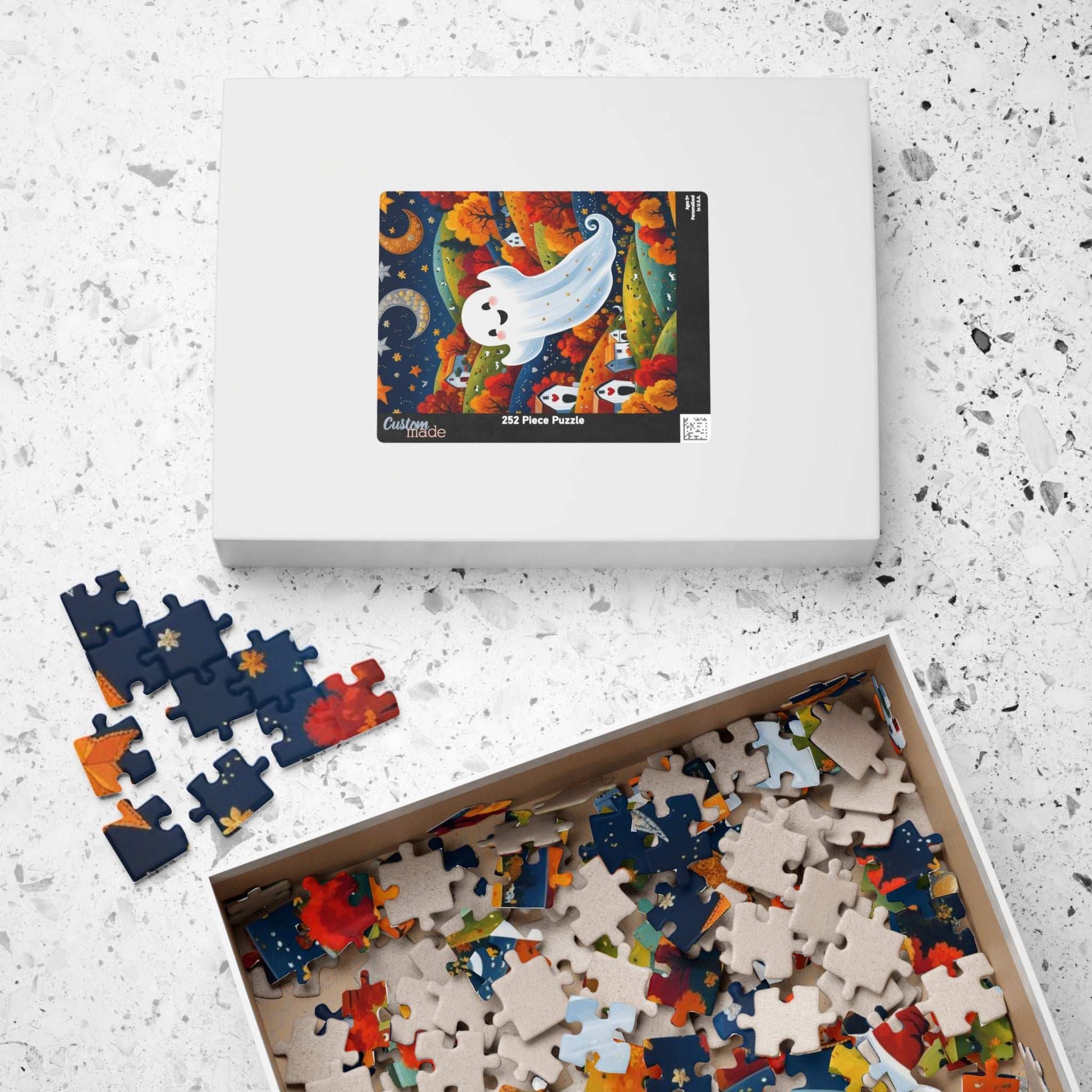 Folk Art Halloween Ghost Jigsaw Puzzle