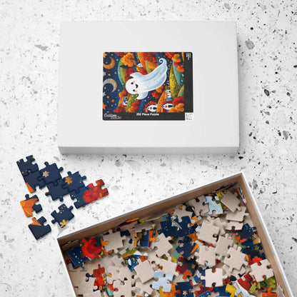 Folk Art Halloween Ghost Jigsaw Puzzle