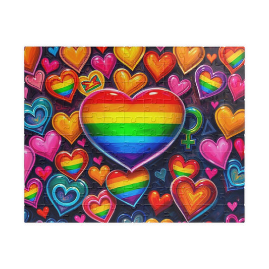 Rainbow Heart Puzzle for Adults - LGBTQ+ Love, Colorful Heart Jigsaw Game, Family Fun, Pride Gift for Puzzle Lovers, Brain Teaser 110 pcs (Horizontal) Puzzle The Puzzle Chest