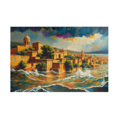 Great Biblical Flood Jigsaw Puzzle, Faith-Based Towering Waves and Rising Water Scene Tabletop Game for Adult Christians, Mindfulness Gift