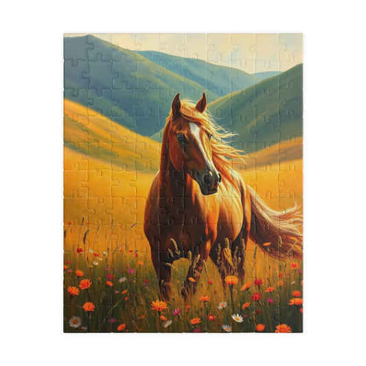 Horse Landscape Puzzle - Jigsaw Gift for Animal Lovers, Home Entertainment, Quiet Time Activity, Family Fun, Mindfulness Game for Friends 110 pcs (Vertical) Puzzle The Puzzle Chest