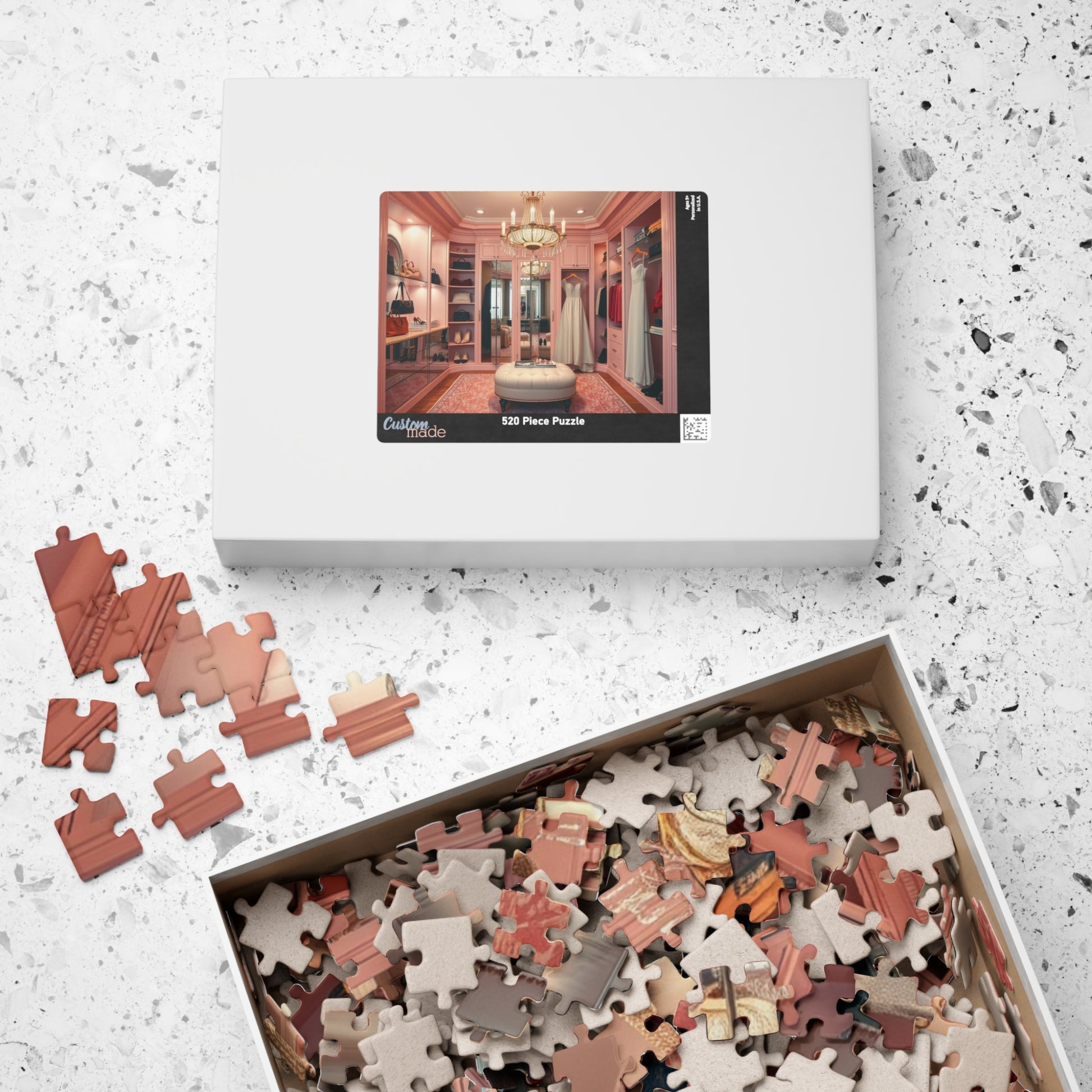 Elegant Boutique Style Closet Puzzle, Luxury Pink and Cream Walk in Closet Jigsaw Game, Relaxing Activity, Mother's Day Gift for Her Puzzle The Puzzle Chest