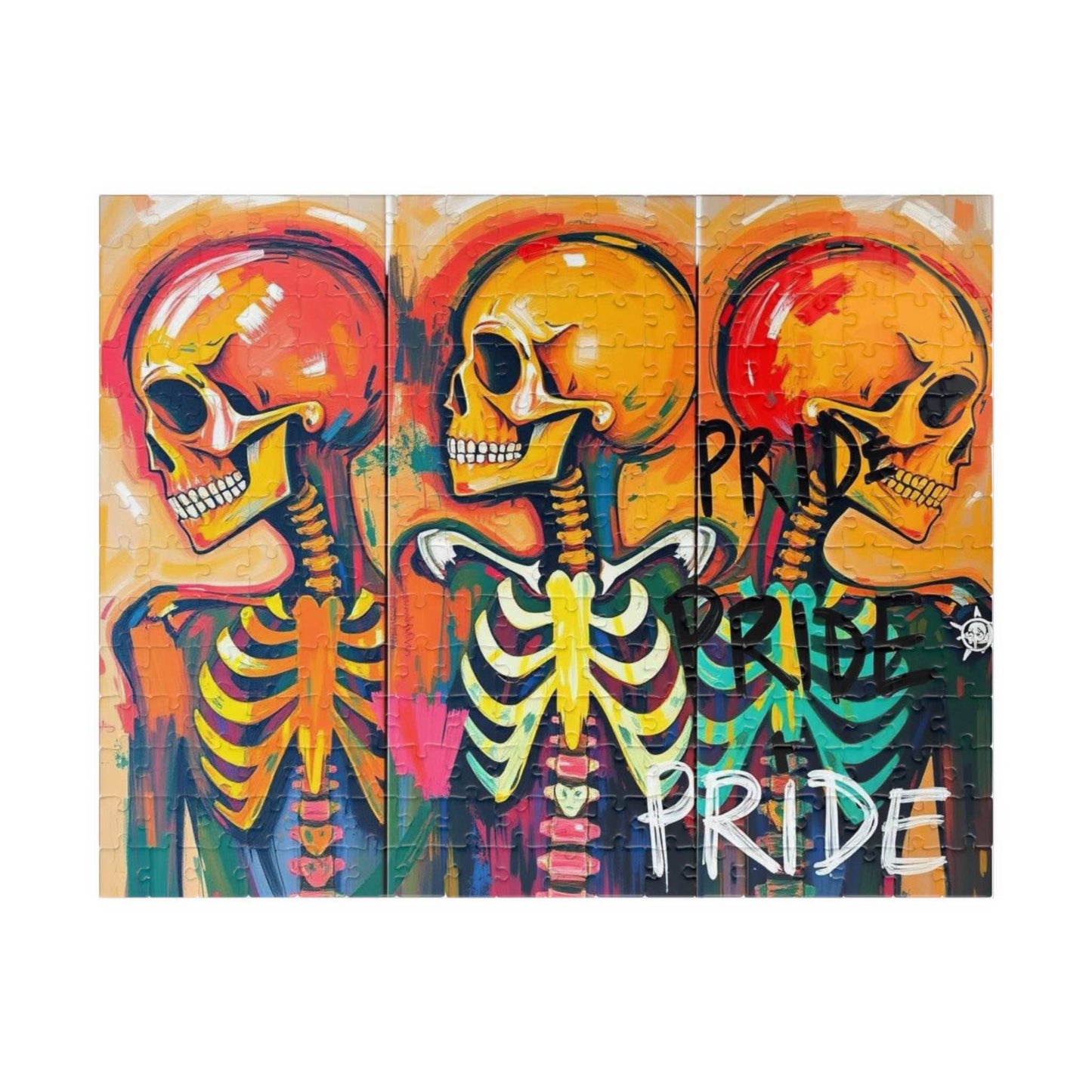 Pride Skeleton Puzzle, Colorful Puzzle for Group Fun, LGBTQ+ Gift for Birthday Holiday Pride Month, Creative Family Activity, Halloween 252 pcs (Horizontal) Puzzle The Puzzle Chest