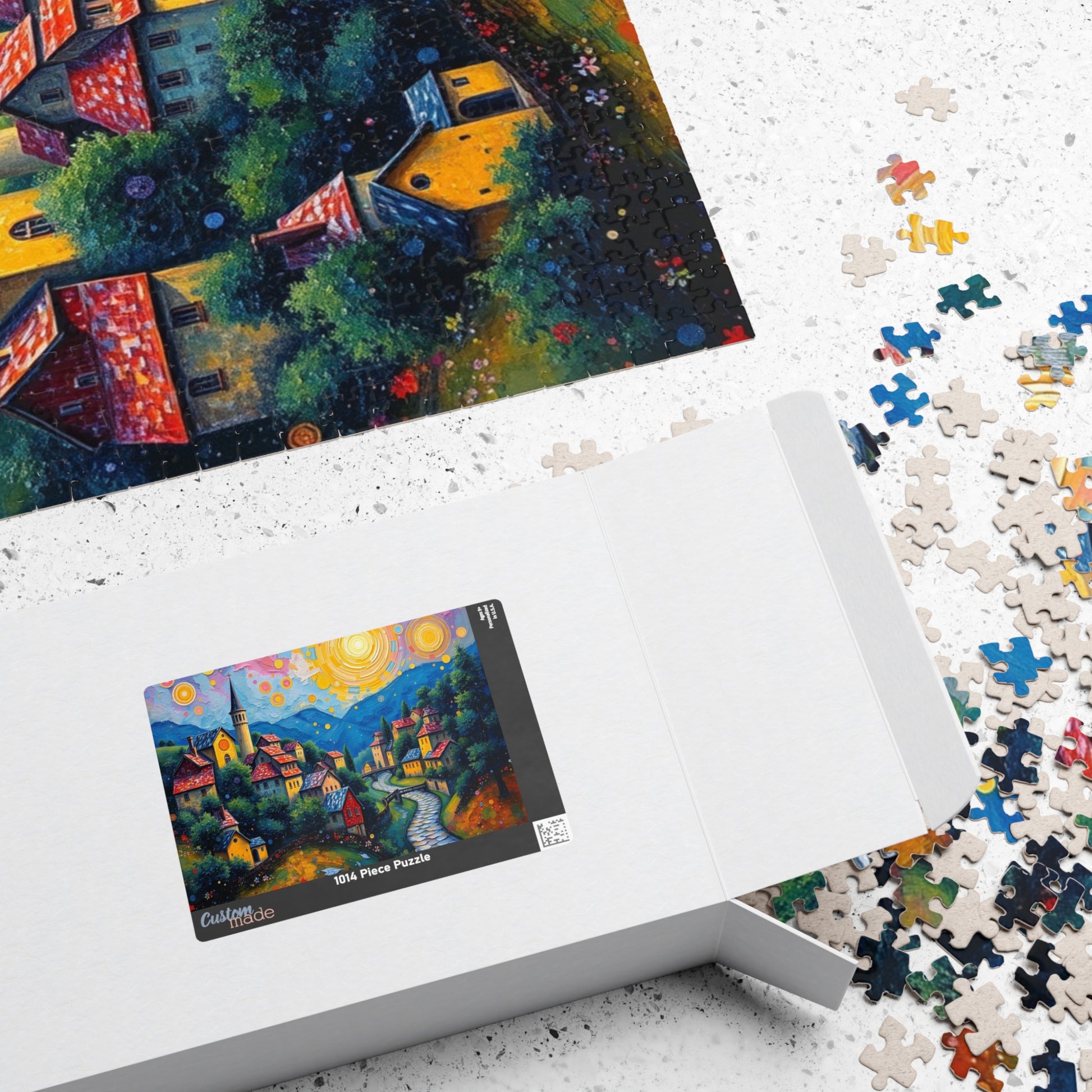 Colorful Village Art Jigsaw Puzzle for Adults, Stress Relief Gift for Friends, Family Game Night, Unique Brain Teaser, Relaxation Activity The Puzzle Chest