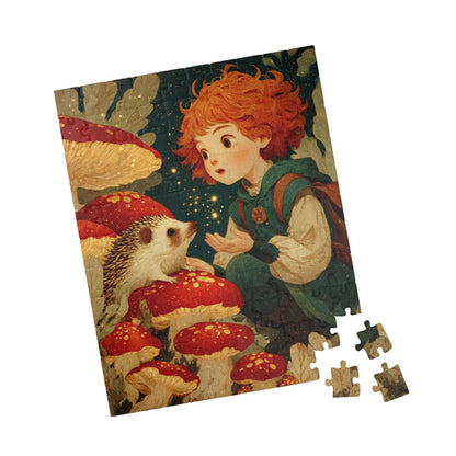 Storybook Meadow Fairy-Tale Puzzle, Whimsical Girl and Hedgehog Jigsaw Game for Family Fun Activity, Gift Idea, Nature Theme Brain Teaser 110 pcs (Vertical) Puzzle The Puzzle Chest