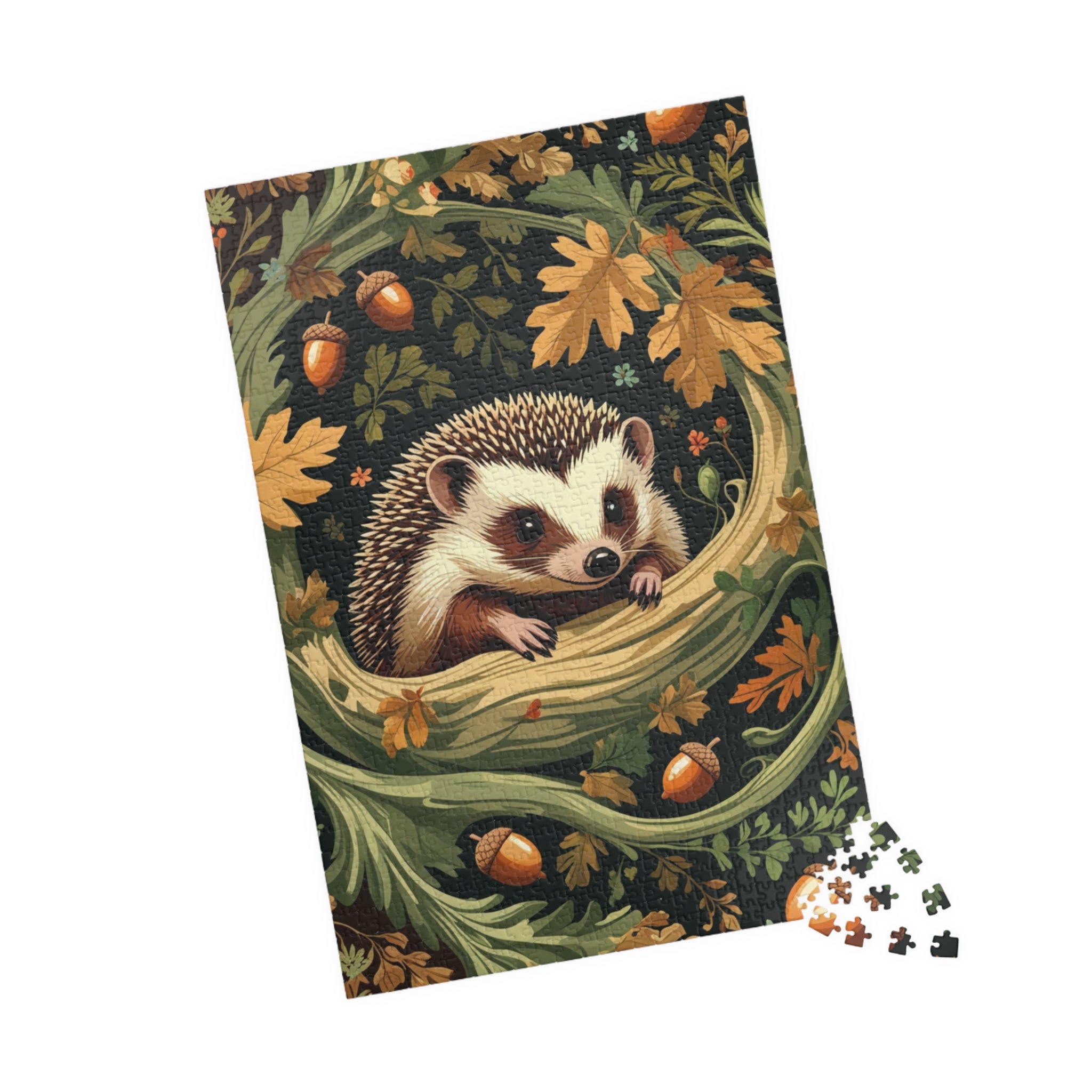 Vintage Forest Hedgehog Jigsaw Puzzle, William Morris Inspired