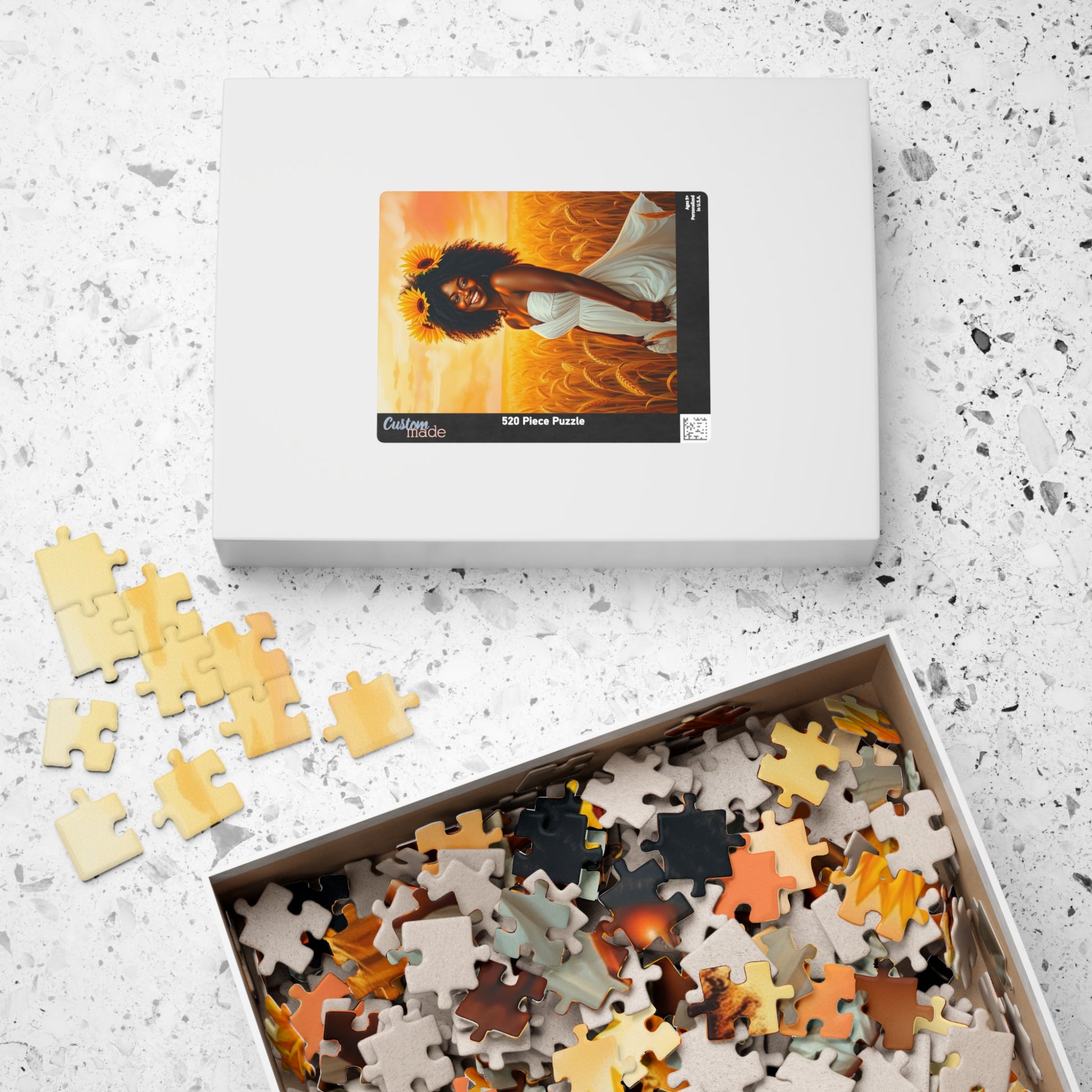 Serene Afrocentric Puzzle - Black Woman Wheat Field Jigsaw Puzzle The Puzzle Chest