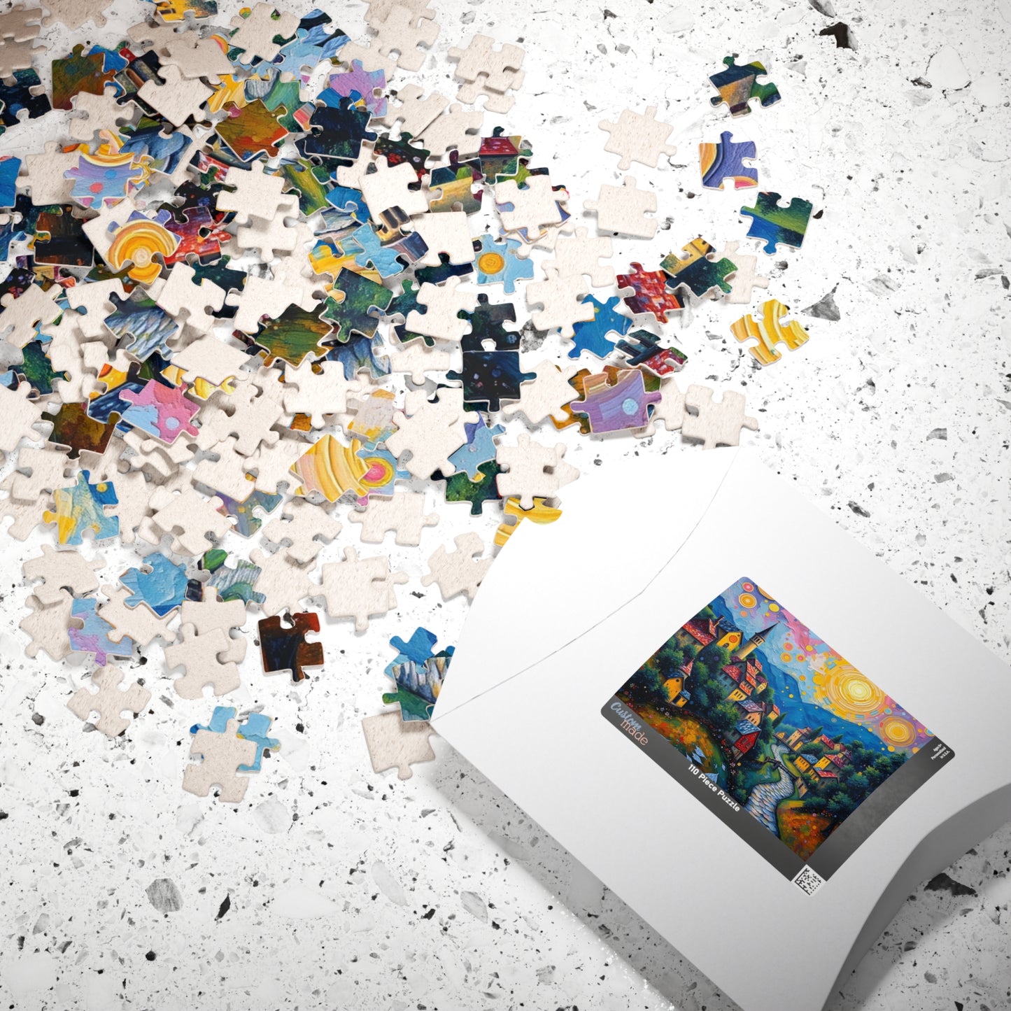 Colorful Village Art Jigsaw Puzzle for Adults, Stress Relief Gift for Friends, Family Game Night, Unique Brain Teaser, Relaxation Activity The Puzzle Chest