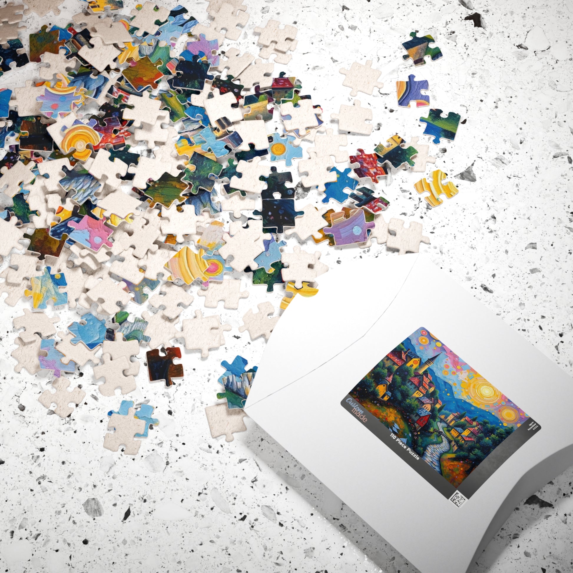 Colorful Village Art Jigsaw Puzzle for Adults, Stress Relief Gift for Friends, Family Game Night, Unique Brain Teaser, Relaxation Activity The Puzzle Chest