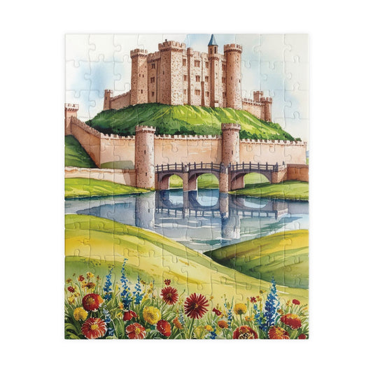 Enchanted Castle Landscape Jigsaw Puzzle, Rolling Hills and Fairytale Fortress, Ideal Gift for Medieval Art Enthusiast, Staycation Activity 110 pcs (Vertical) Puzzle The Puzzle Chest