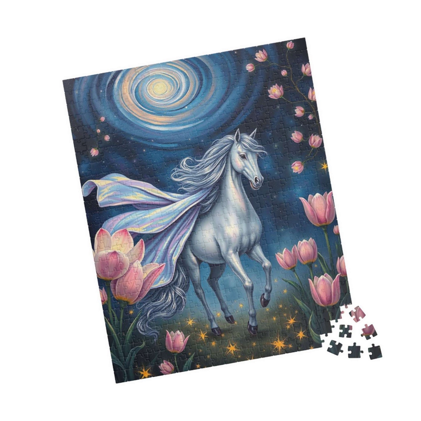 Galloping Horse Jigsaw Puzzle - Flower Field, Mare or Stallion Animal Lovers Gift for Equestrian, Horse Owner, Equine Lover 520 pcs (Vertical) Puzzle The Puzzle Chest