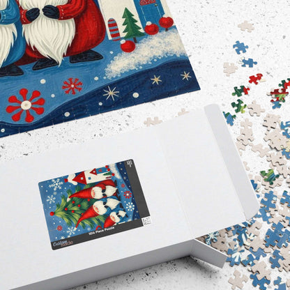 Nordic Christmas Caroling Gnomes – Scandinavian Folk Winter Holiday Jigsaw Puzzle Puzzle The Puzzle Chest