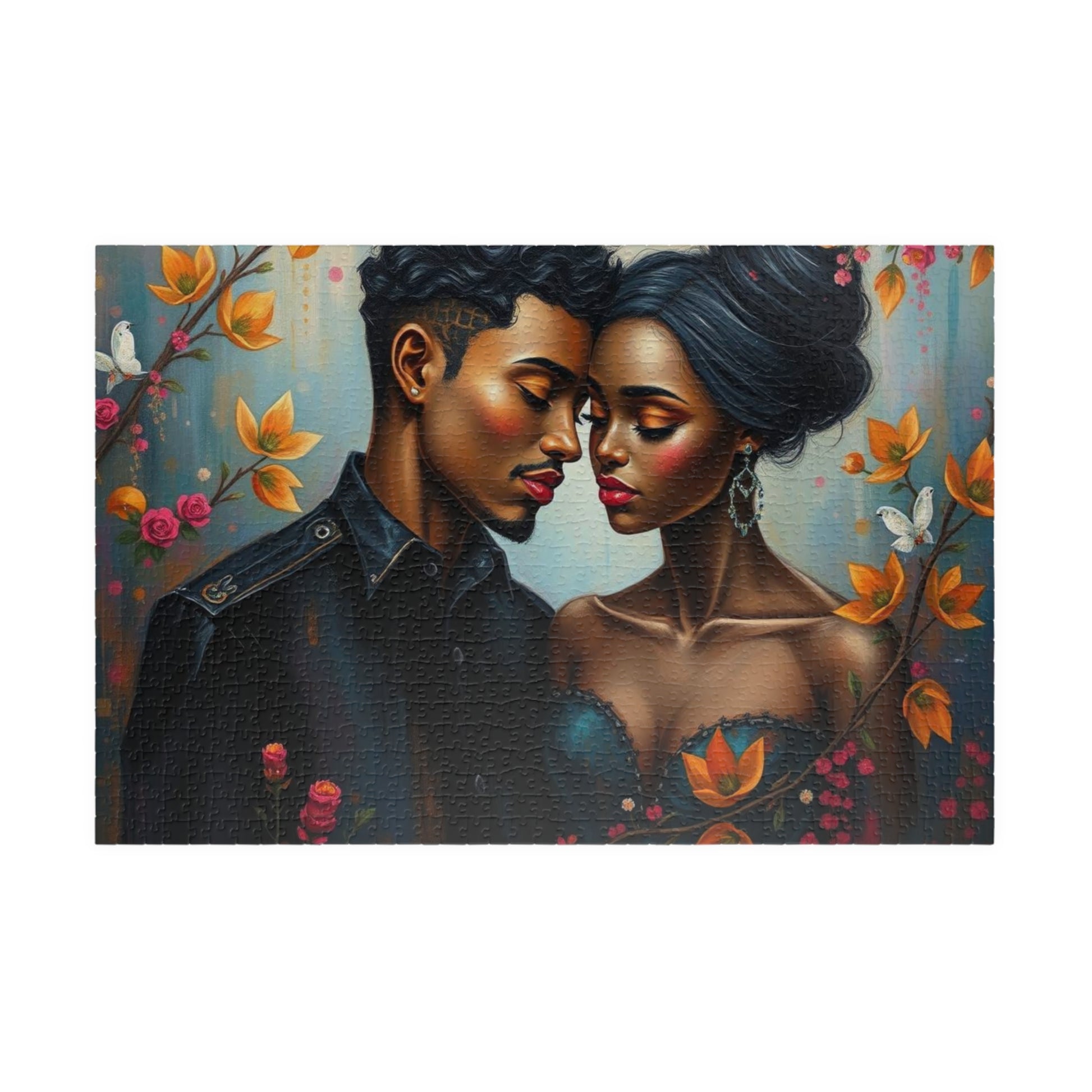 African American Couple Embracing Jigsaw Puzzle, Afrocentric Puzzle Lover Gift Best for Friends, Fun Family Game Night, Creative Hobby, Brain Teaser 1014 pcs (Horizontal) Puzzle The Puzzle Chest