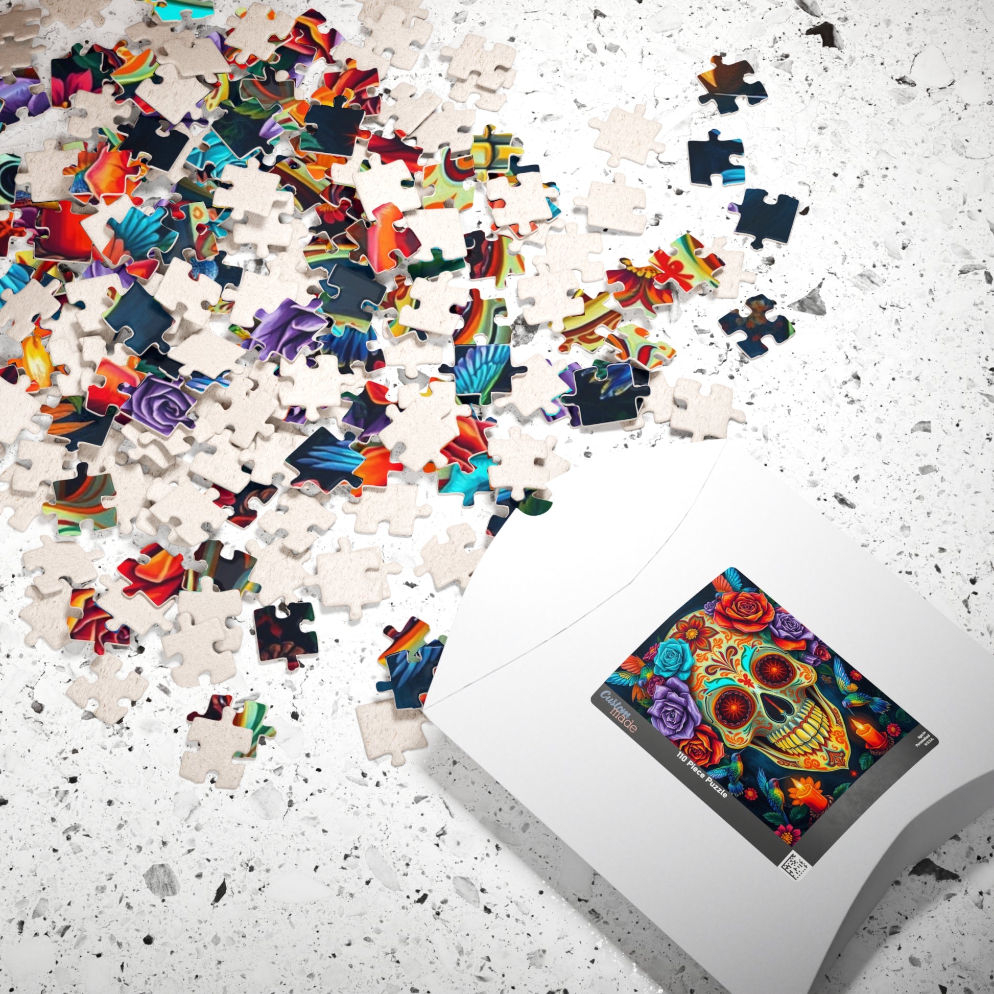 Colorful Skull Artwork Puzzle - Day of the Dead, Fun Family or Solo Activity, Unique Gift Idea for Puzzle Lovers Art Fans, Brain Teaser Puzzle The Puzzle Chest