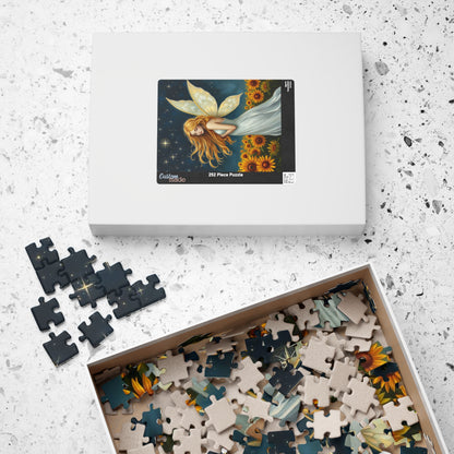 Starry Night Fairy Jigsaw Puzzle - Sunflower Field Under Moonlight Sky 110-1014-Pieces Ideal for Gifts, Family Fun, Cozy Nights, Home Decor