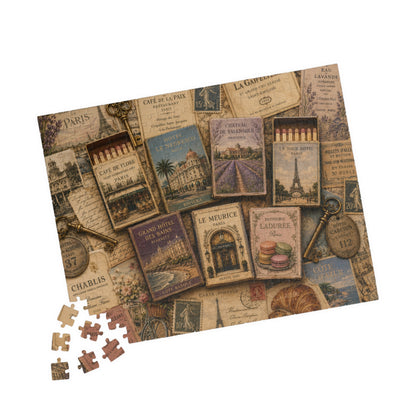 Vintage France Matchbook Puzzle | Paris Travel Memorabilia Jigsaw | French Café Collection Challenge | European Nostalgia 252 pcs (Horizontal) Puzzle The Puzzle Chest
