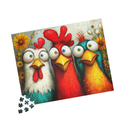 Colorful Cartoon Chickens Puzzle 110-520 Piece | Farm Animal Jigsaw 520 pcs (Horizontal) Puzzle The Puzzle Chest