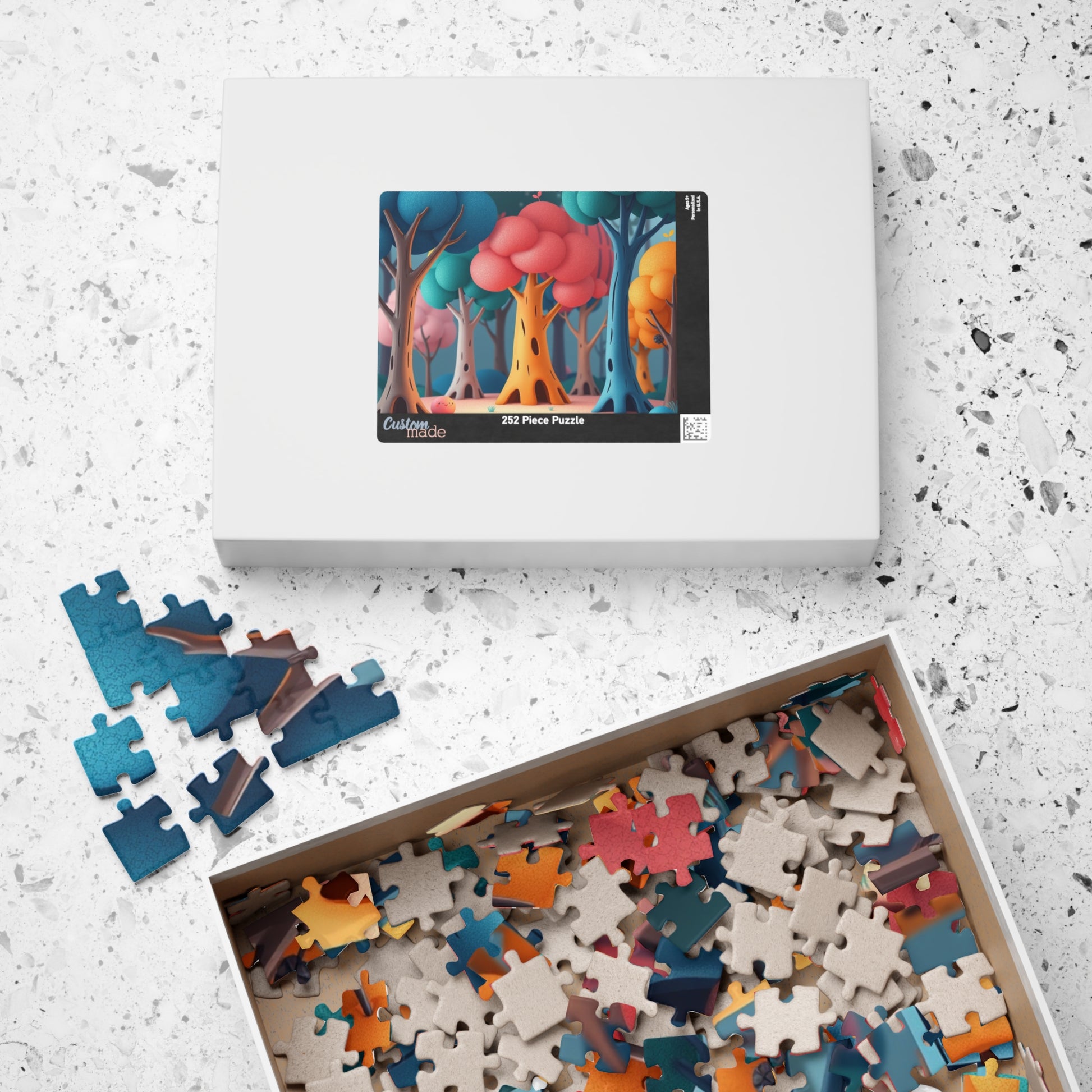 Abstract Landscape Forest Jigsaw Puzzle (110-1014 Piece), Surreal Tree Trunks with Colorful Canopies, Nature Theme Gift for Puzzle Lovers Puzzle The Puzzle Chest