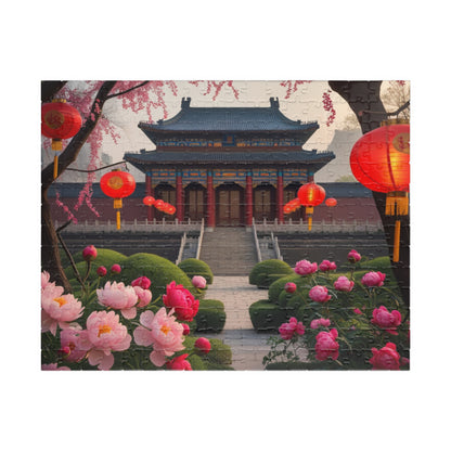 Forbidden City Beijing Jigsaw Puzzle with Peonies and Lanterns, 252 520 1014-Piece Puzzle, Chinese Landmark Gift, Creative Hobby 252 pcs (Horizontal) Puzzle The Puzzle Chest