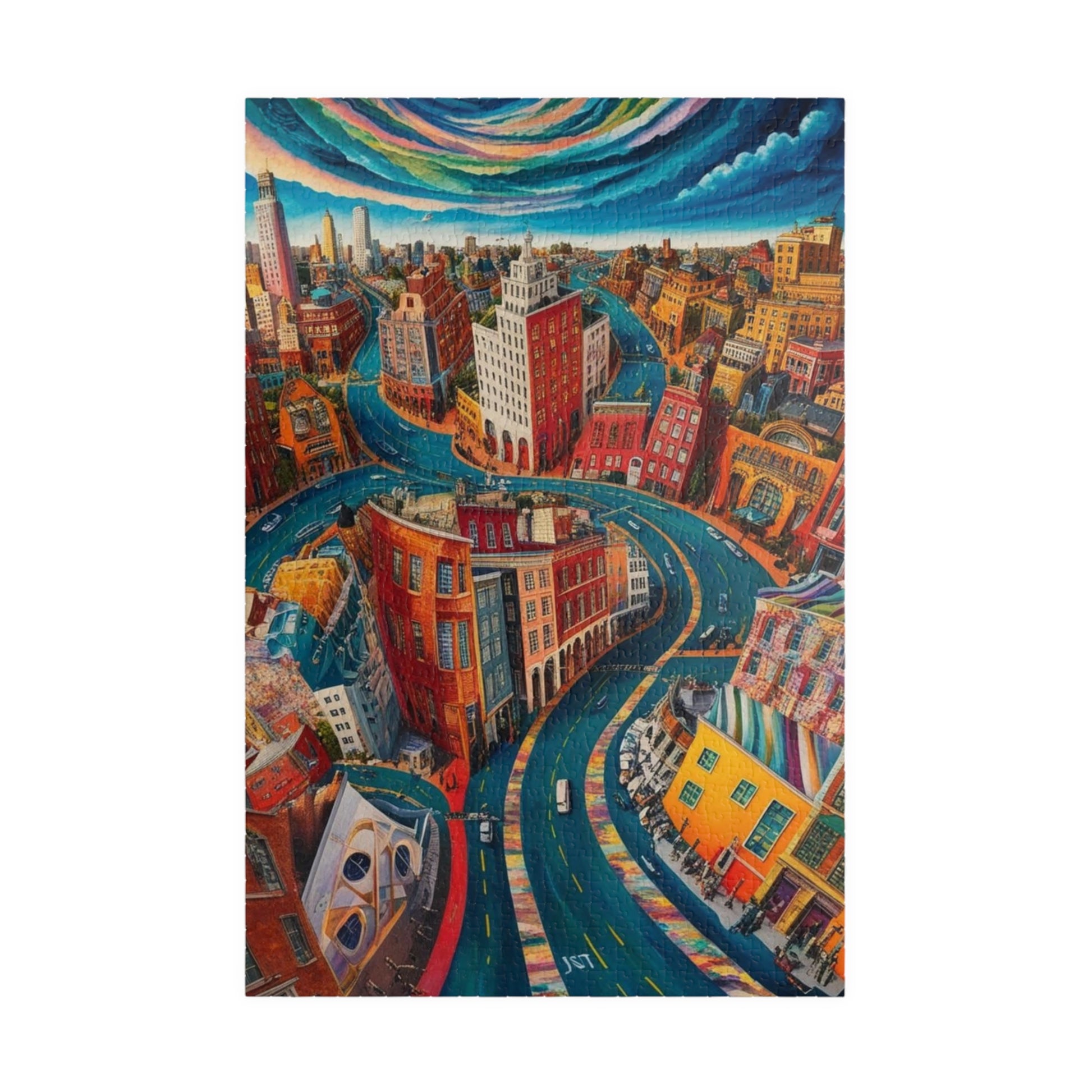 Surreal Cityscape Puzzle - 110, 252, 520, 1014-Piece, Fun Gift for Puzzle Lovers, Unique Wall Art, Family Game Night, Creative Art Therapy 1014 pcs (Vertical) Puzzle The Puzzle Chest