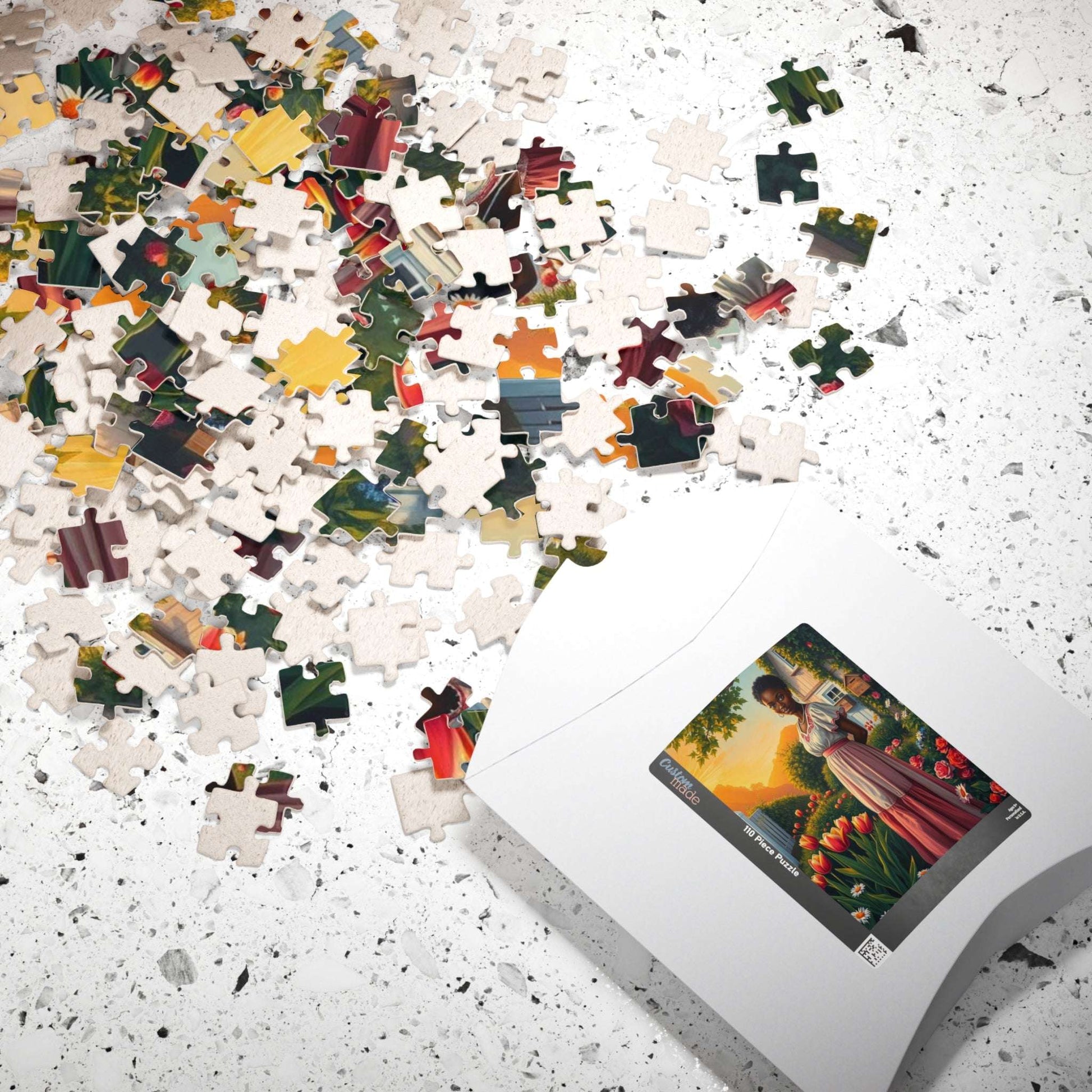 Garden Serenity Jigsaw Puzzle - Black Woman Illustration, Afrocentric Art Puzzle The Puzzle Chest