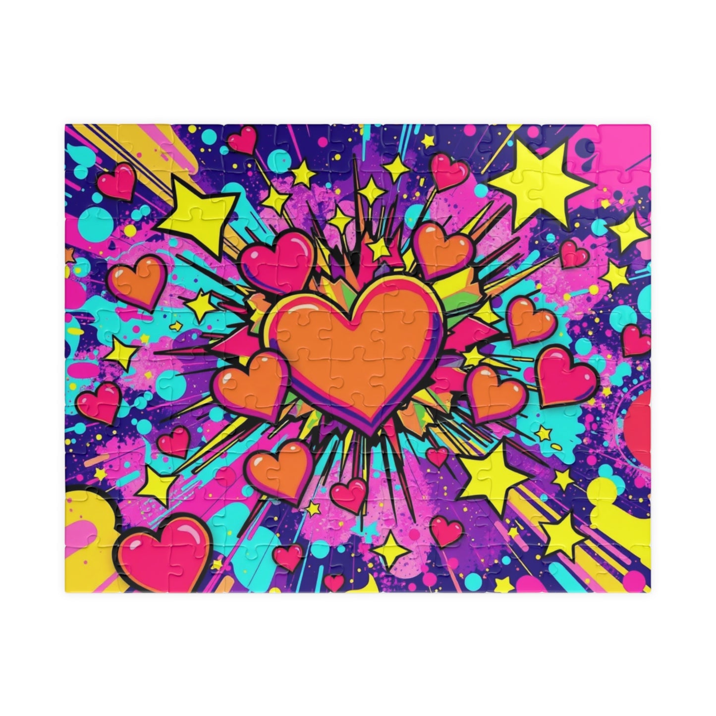 Overlapping Hearts Jigsaw Puzzle for Adults - Pop Art Design, Solo Fun or Family Activity, Puzzle Lover Gift for Friend Birthday Holiday 110 pcs (Horizontal) Puzzle The Puzzle Chest