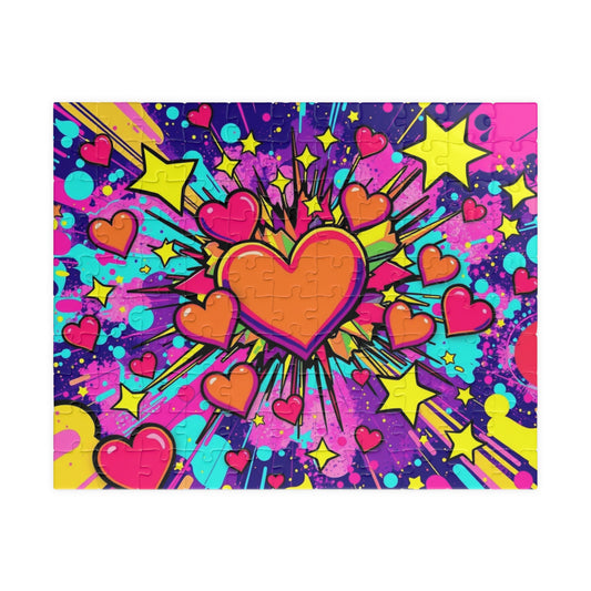 Overlapping Hearts Jigsaw Puzzle for Adults - Pop Art Design, Solo Fun or Family Activity, Puzzle Lover Gift for Friend Birthday Holiday 110 pcs (Horizontal) Puzzle The Puzzle Chest