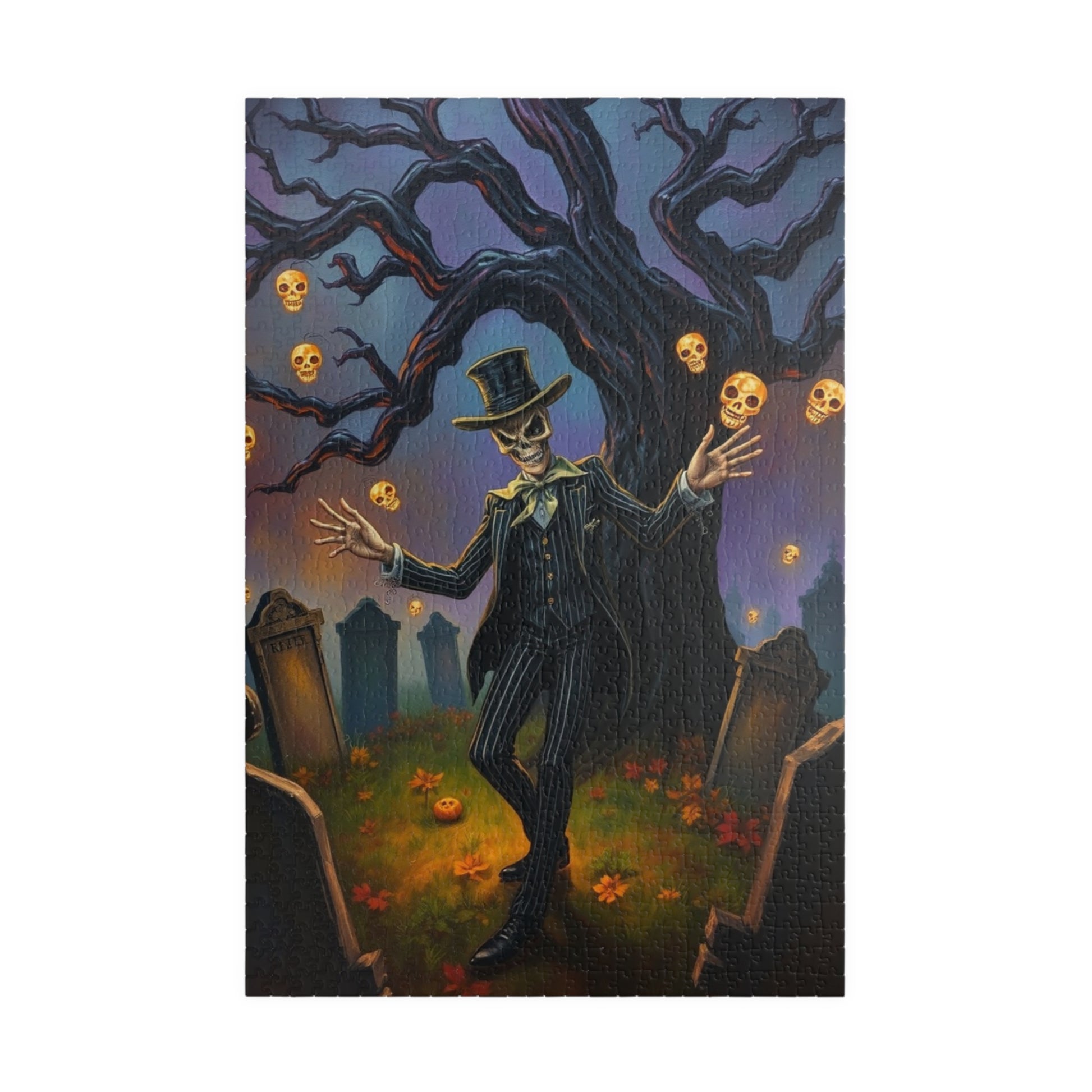 Halloween Themed Puzzle, Spooky Skeleton Design, Adult Jigsaw Game for Fall Decor, Family Game Night, Perfect for Autumn Celebrations, Gift 1014 pcs (Vertical) Puzzle The Puzzle Chest