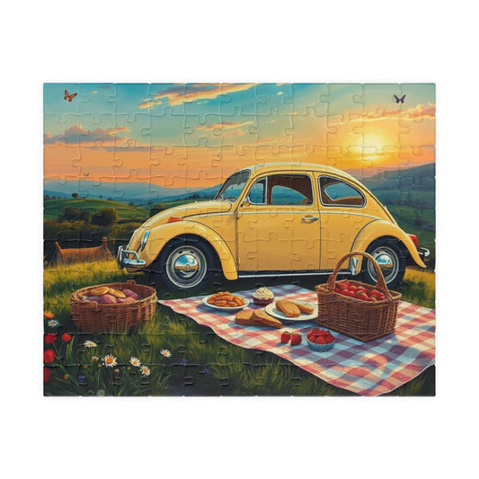 Picnic Bliss Sunny Vintage Car Puzzle Ideal for Holiday or Birthday Gift, Family Bonding, Home Decoration 110 pcs (Horizontal) Puzzle The Puzzle Chest