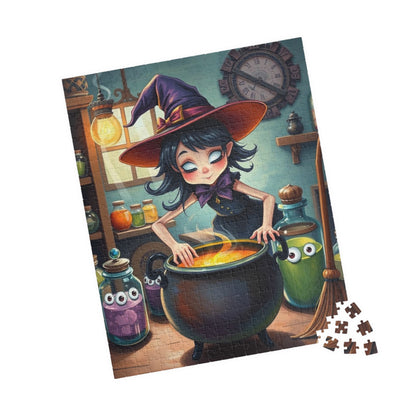 Whimsical Witch Puzzle, Halloween Jigsaw Game Perfect Gift for Puzzle Lovers, Family Game Night, Creative Challenge, Fun Seasonal Activity