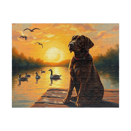 Majestic Sunset Dog Puzzle, Labrador Retriever Jigsaw Game for Family Game Night, Dog Lover Gift, Adult Puzzle for Relaxation, Nature Scene 252 pcs (Horizontal) Puzzle The Puzzle Chest
