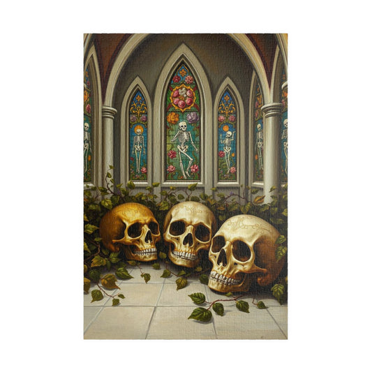 Ornate Ossuary Bloom - Skull Garden Puzzle, Gothic Artwork Jigsaw Game for Gift for Puzzle Lover, Halloween Decor, Stress Relief Activity