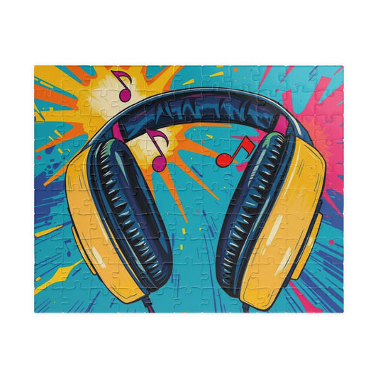 Colorful Music Headphones Puzzle - Pop Art Jigsaw Puzzle for Adult Home Entertainment, Fun Gift for Music Lovers, Birthday Gift for Friends 110 pcs (Horizontal) Puzzle The Puzzle Chest