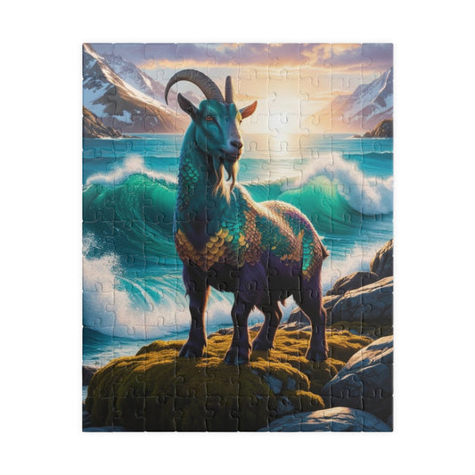 Colorful Sea-Goat Puzzle - Stunning Artwork, Capricorn Zodiac Sign Jigsaw Game, Perfect Astrology Gift for Animal Lovers, Family Fun Night 110 pcs (Vertical) Puzzle The Puzzle Chest