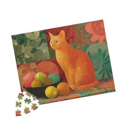 The Cat and the Fruit Bowl – Still Life Art Jigsaw Puzzle, Animal Theme Fauvist Cat Puzzle, Matisse-Inspired 252 pcs (Horizontal) Puzzle The Puzzle Chest
