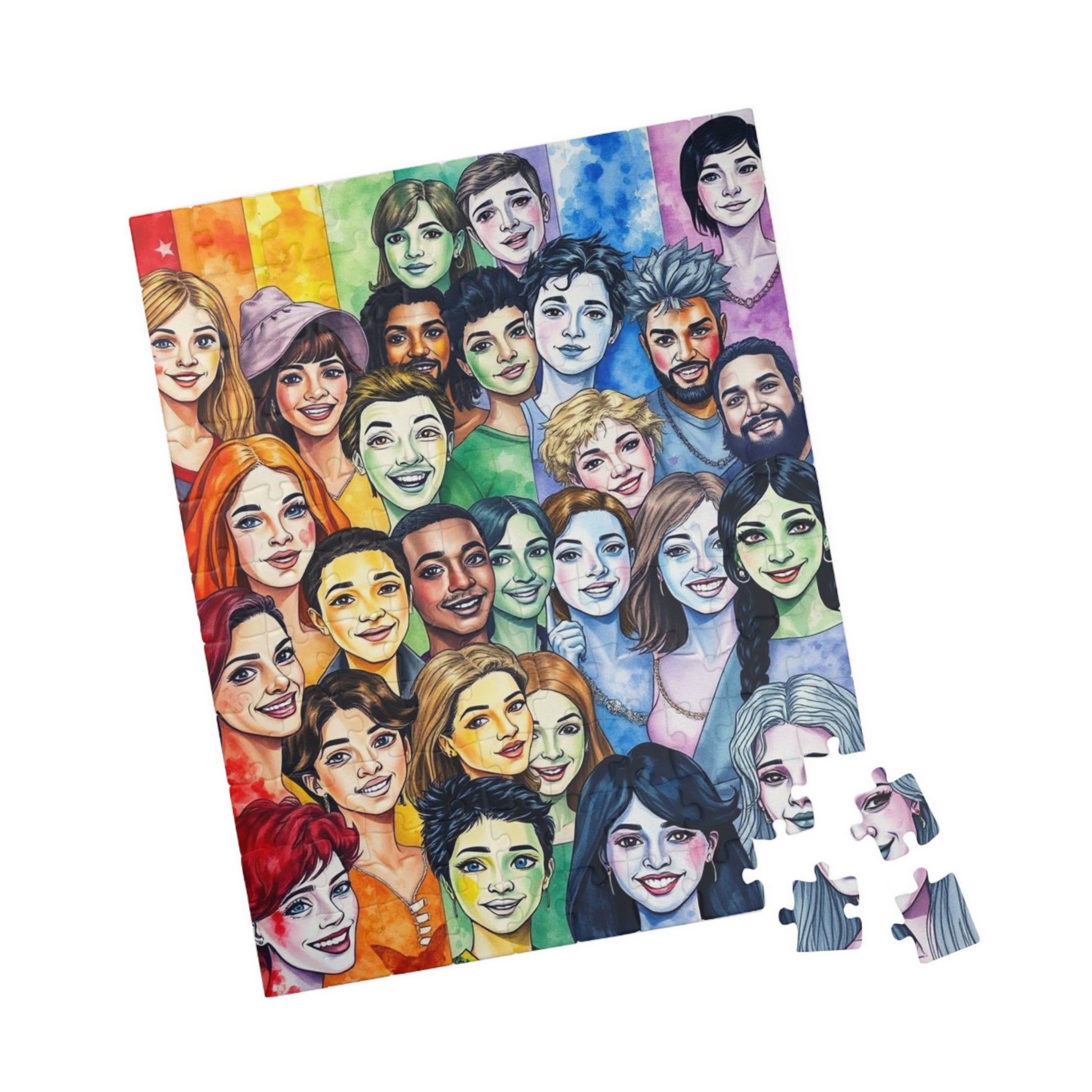 United in Joy Jigsaw Puzzle - Pride Rainbow Flag Faces, Queer Art Inclusive Game for Family Fun, Holiday Birthday Gift Idea, Team Building Puzzle The Puzzle Chest