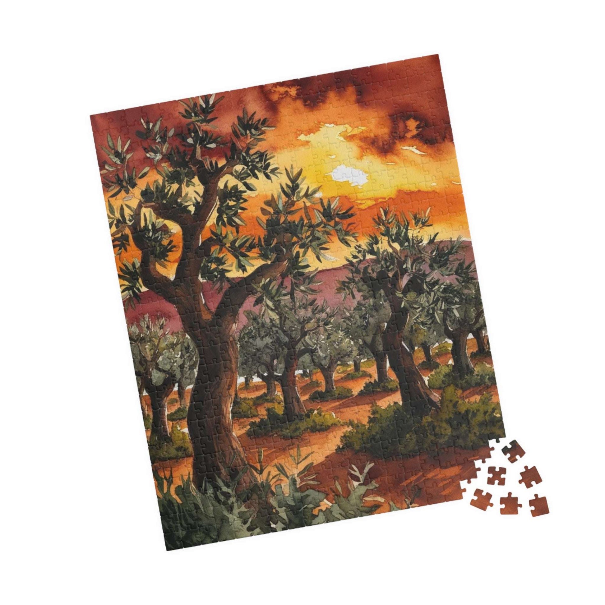 Olive Grove Sunset Puzzle, Landscape Jigsaw Game with Earthy Tones and Expressive Trees, Van Gogh-Inspired Unique Giftable Puzzle for Adults Puzzle The Puzzle Chest