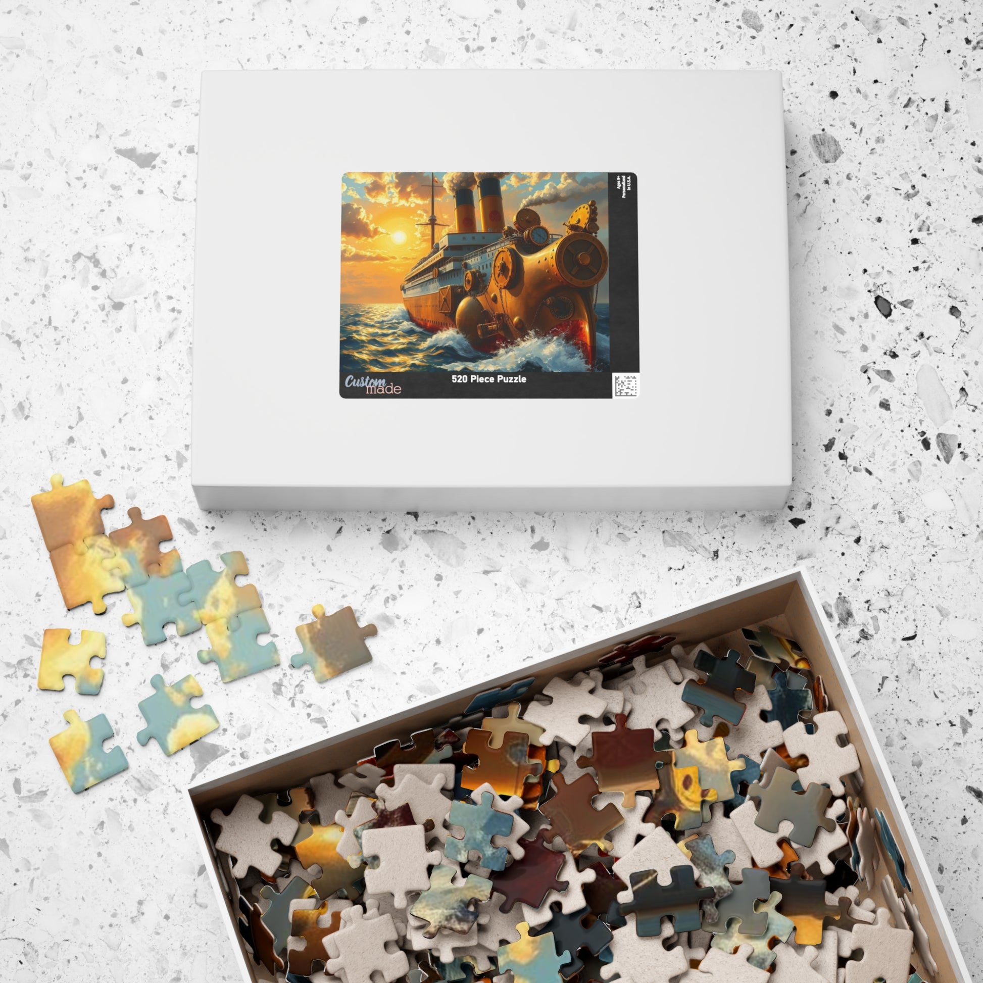 Steampunk Battleship Puzzle, Nautical Jigsaw Game for Adults, Ocean Theme Gift for Maritime Lovers, Family Fun Activity, Mental Exercise Puzzle The Puzzle Chest
