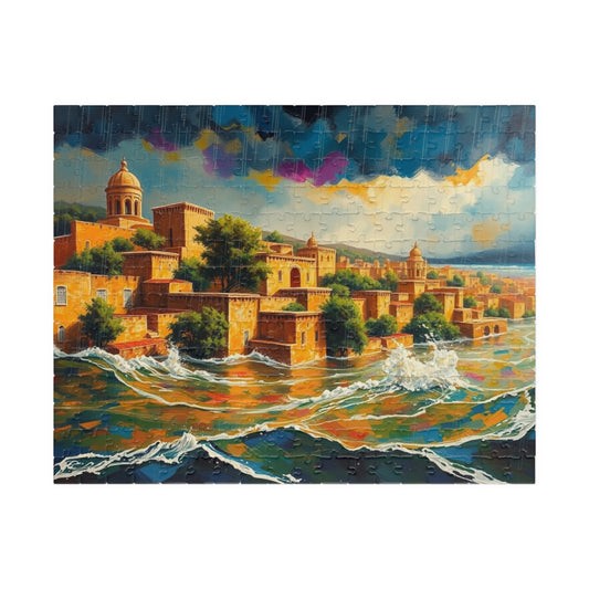 Great Biblical Flood Jigsaw Puzzle, Faith-Based Towering Waves and Rising Water Scene Tabletop Game for Adult Christians, Mindfulness Gift