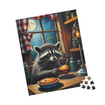 Charming Raccoon Puzzle - 110 to 1014 Pieces, Animal Stealing Pie, Cozy Home Décor, Family Fun, Gift for Nature Lovers, Indoor Activity Puzzle The Puzzle Chest