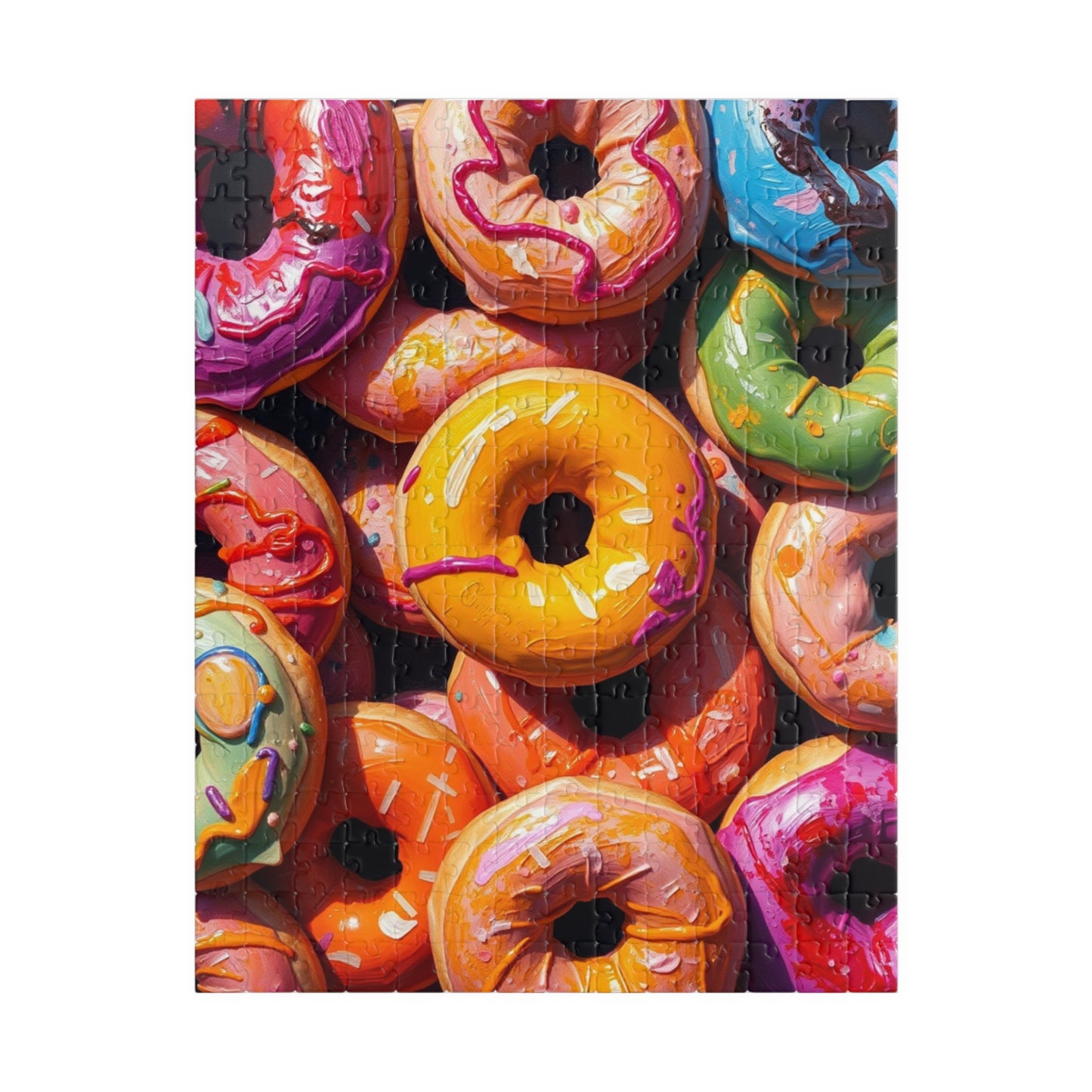 Chaotic Donuts Puzzle, Vibrant Sweets-Themed Jigsaw, Bright and Colorful Food Collage, Family Activity, Quiet Pastime, Foodie Puzzle Lover 252 pcs (Vertical) Puzzle The Puzzle Chest