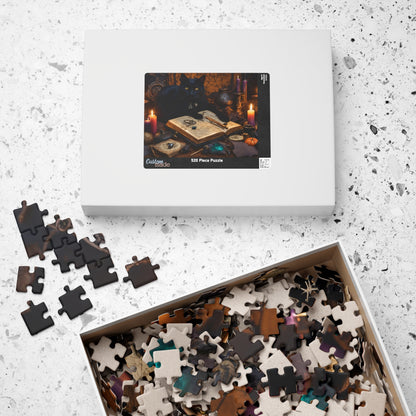 Mystical Black Cat Puzzle, Witch's Familiar and Ancient Spellbook Jigsaw Game, Entertaining Hobby, Mindful Gift for Dark Art Puzzle Lover Puzzle The Puzzle Chest