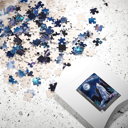 Mythical Jigsaw Puzzle - Wolf Howling at the Moon, 110/252/520/1014 Piece Animal Fun Family Tabletop Game, Best Unique Gift, Puzzle Lover