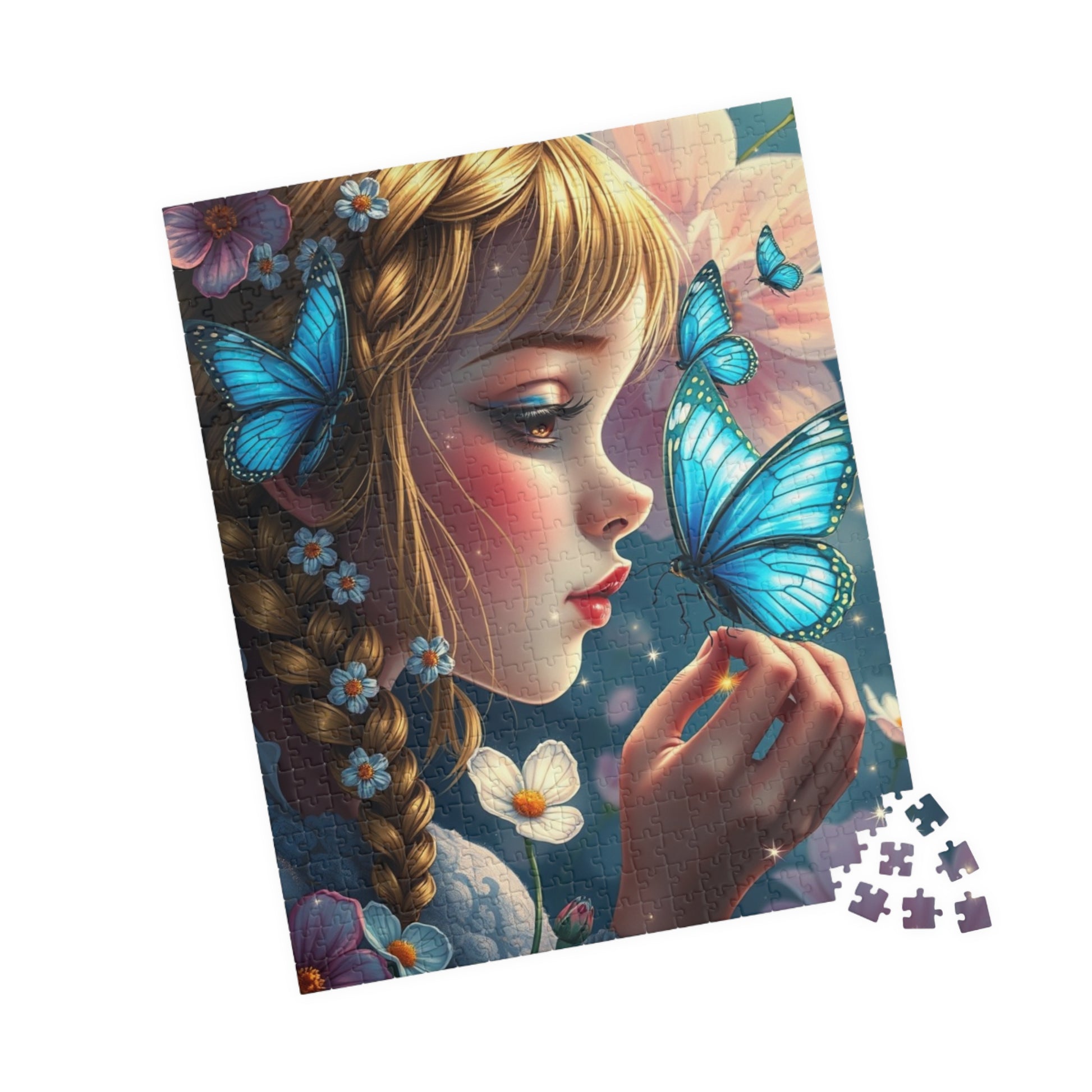 Jigsaw Puzzle Woman and Blue-winged Butterfly, Whimsical Illustration, Mindfulness Activity Relaxing Hobby, Home Entertainment, Brain Teaser Puzzle The Puzzle Chest